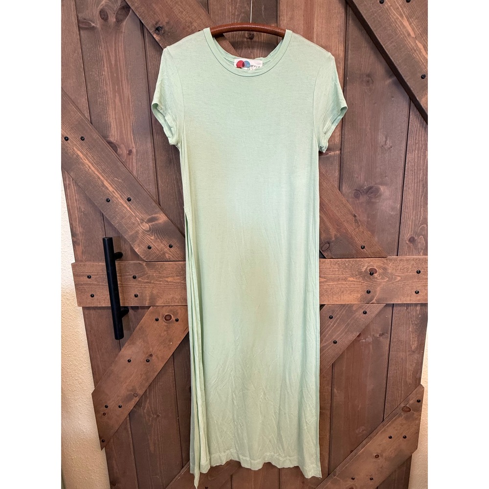 Free People FP Beach Maxi Dress Womens Small Mint Green Good High Slit Short Slv